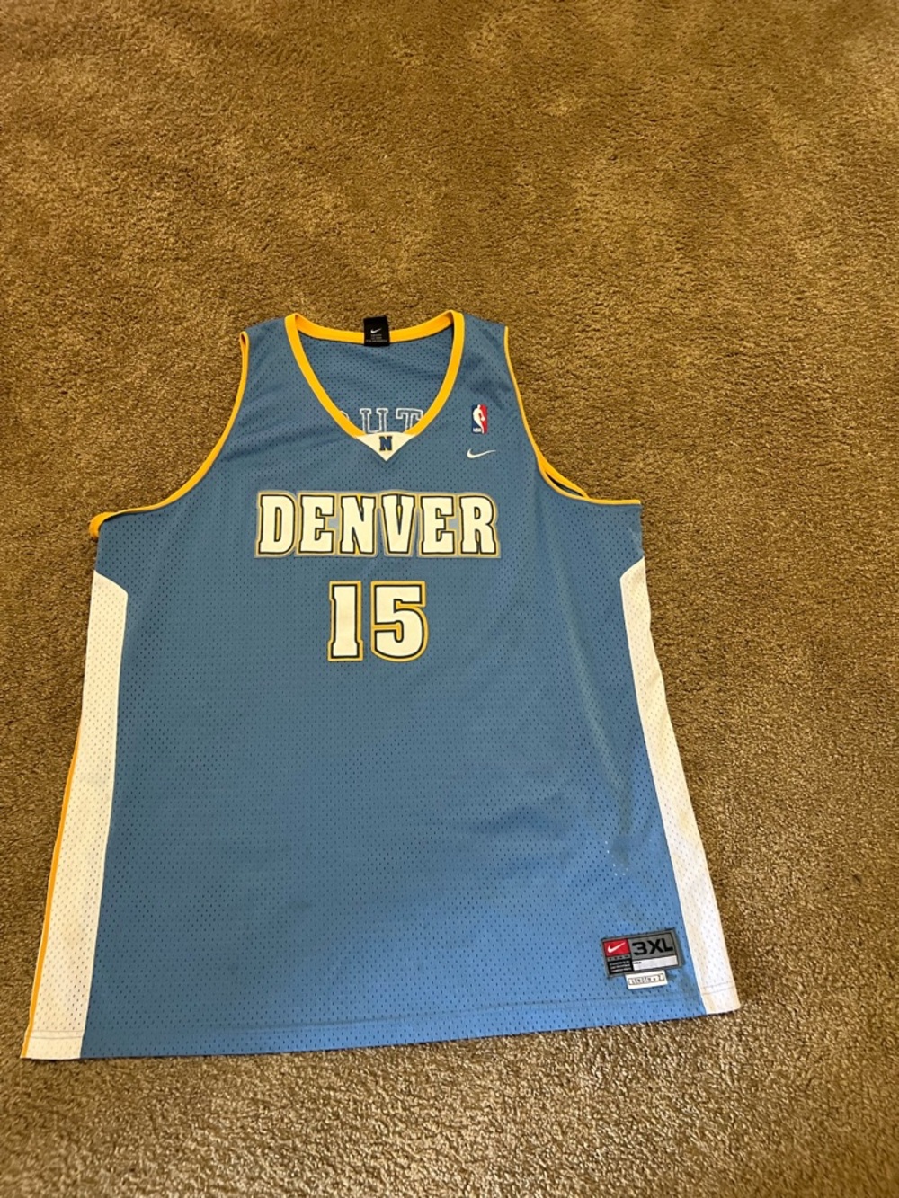 Nike Denver C. Anthony Light Blue and White Mesh Jersey Panel with 3XL Tag